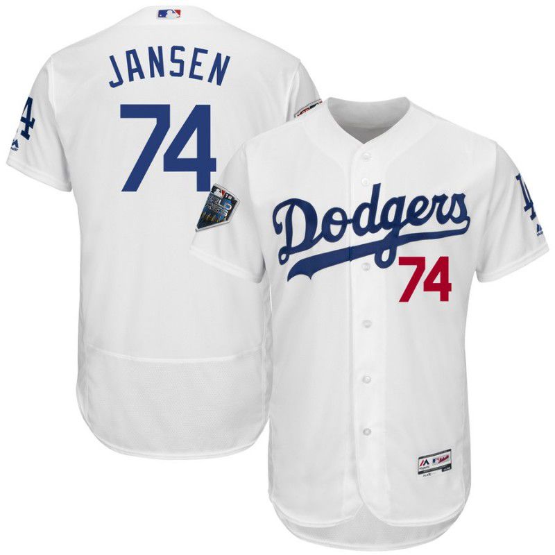 Men Los Angeles Dodgers #74 Jansen White Elite MLB Jersey->los angeles dodgers->MLB Jersey